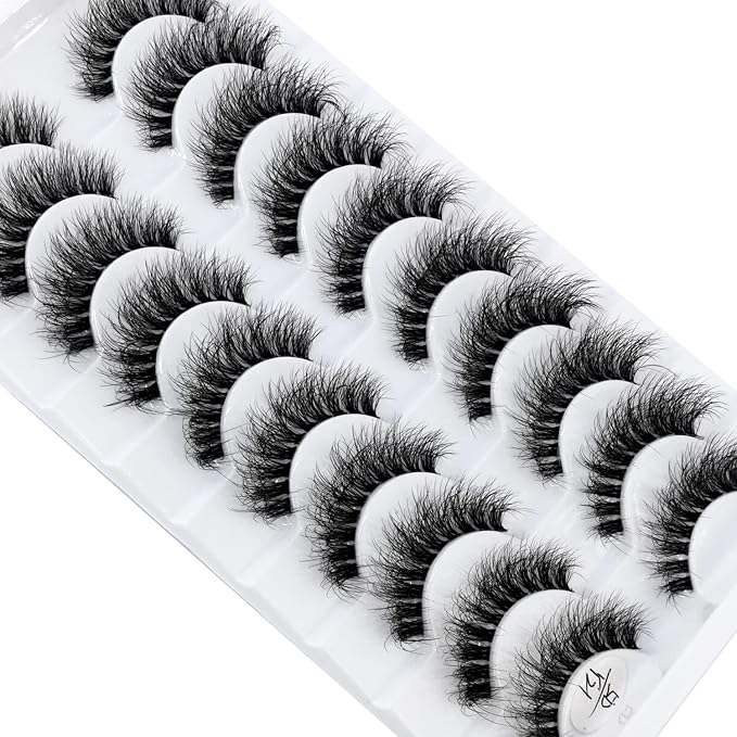 HBZGTLAD New 10 Pairs 3D Mink Lashes False Eyelashes Handmade Wispy Fluffy Long Lashes Natural Eye Makeup Tools Eye Lashes(5DY21)