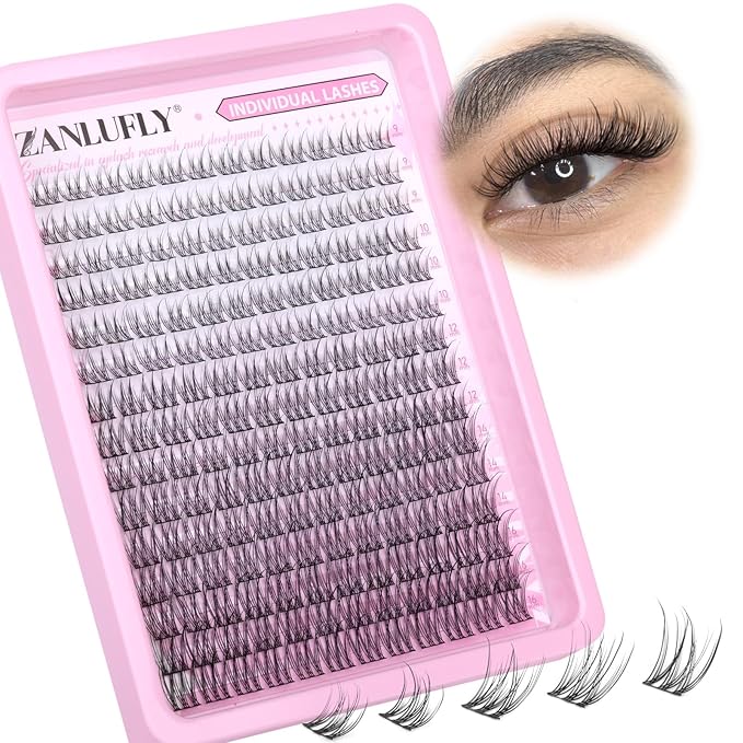 Lash CLusters Wispy Eyelash Clusters Natural Lash Extensions C-Curly DIY Eyelash Extensions zanlufly 180Pcs Individual Lashes(9MM 10MM 12MM 14MM 16MM)