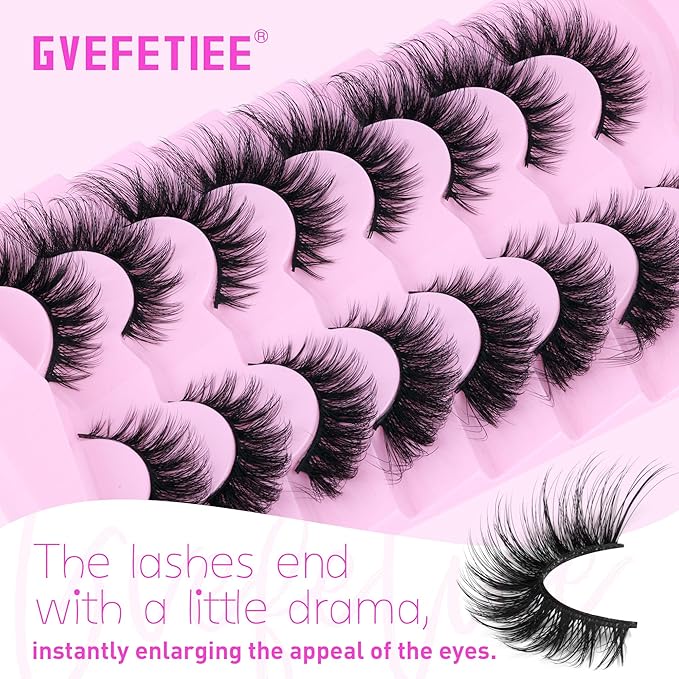 Fluffy Cat Eye Lashes - Faux Mink Wispy Strip Lashes, Black