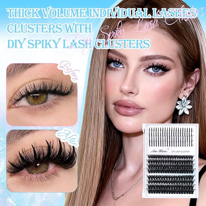 Lash Clusters Spikes Eyelash Clusters with Spiky Cluster 14-20mm Fluffy Volume 80D 100D Individual Lashes Lash Extensions Wispy D Curl Manga Natural Cluster Anime Eyelash Extensions