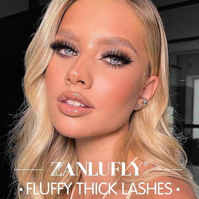 Mink Lashes Volume Cat Eye Thick zanlufly False Eyelashes Natural Curly Fake Eyelashes 18MM Full 8D Volume Lashes Pack 14 Pairs
