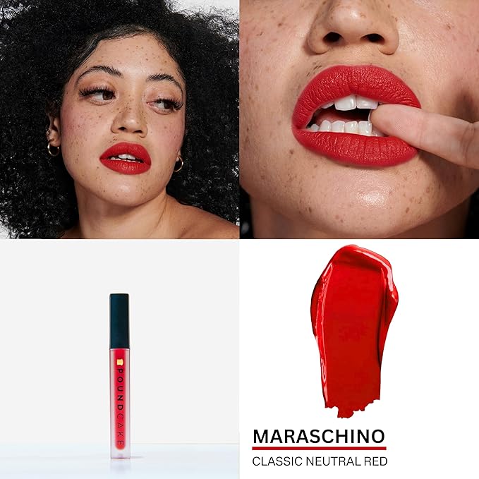 Pound Cake Cake Batter Liquid Lipstick – Long-Lasting, Semi-Matte Liquid Lipstick – Hydrating, High-Pigment Lip Stain with Avocado Oil – Shades for All Skin Tones – 0.13 oz, (Maraschino Cherry)