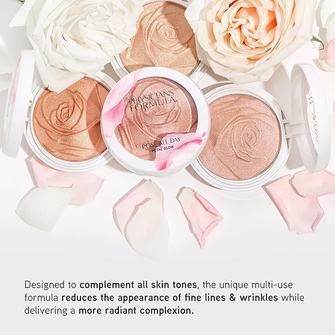 Physicians Formula Rosé All Day Highlighter Blush Face Powder, Pink Petal Glow, Dermatologist Tested, Clinicially Tested (Pack of 2)