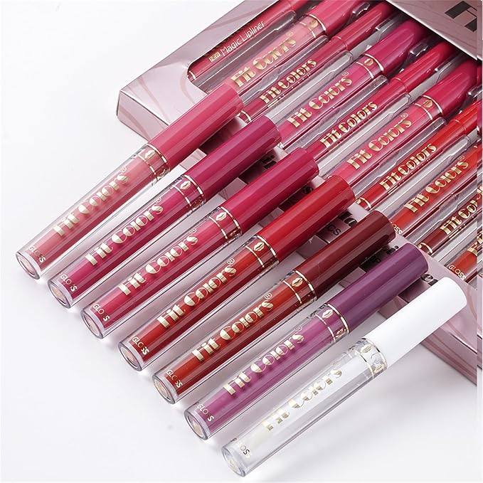 13Pcs Matte Liquid Lipstick + Lip Liner Pens Set, 6 Matte Lipstick+6 Matching Smooth Lipliner+ 1Pcs Lip Plumper Makeup Set Kit, Waterproof Long Lasting 24 Hour Lip Makeup Christmas Gifts for Women