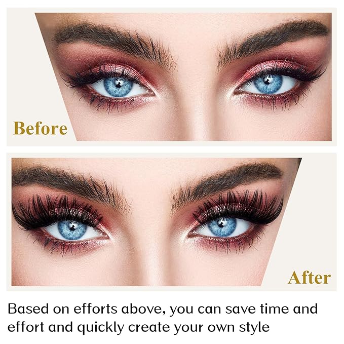 Lash Clusters B02 D Curl 12mm DIY Eyelash Extensions 72 Clusters Lashes B&Qaugen Mega Volume Individual Lashes Eyelash Clusters Extensions Wispy Individual Lashes Cluster DIY at Home (NM-D-12mm)