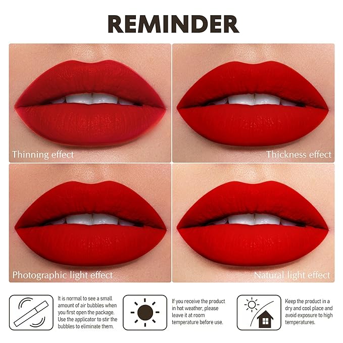 Red Lipstick For Women, Color Stay Long Lasting Lipstick Smudgeproof Liquid Lipsticks, Cruelty Free Lip Color (DM16 Danger Kiss)