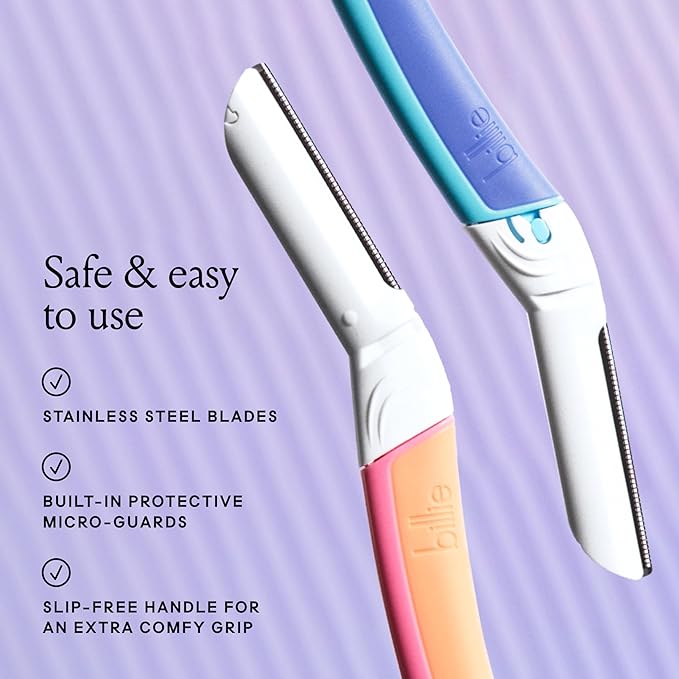 Billie - Dermaplane Starter Kit - Reusable Handle + 3 Refill Blades - Remove Facial Hair + Perfectly Shape Brows - Dermatologist-Approved - Malibu