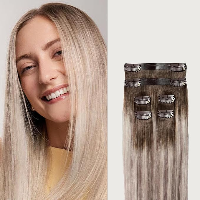 Luxy 100% Remy Human Hair Extensions for Thin Hair Thinning Hair Fill-Ins– 6 Seamless Wefts Multi-Dimensional Color Blend- Natural-Looking Volume & Coverage 50 grams 12