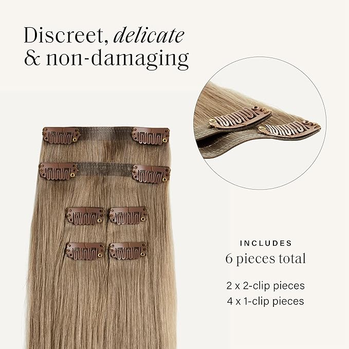 Luxy 100% Remy Human Hair Extensions for Thin Hair Thinning Hair Fill-Ins – 6 Seamless Wefts Multi-Dimensional Color Blend - Natural-Looking Volume & Coverage 50 grams 12" Natural Blonde Balayage