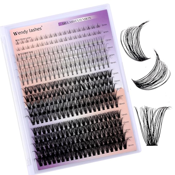 Lash Clusters With Bottom Lashes 356PCS 40D/50D Multi-types Fluffy Lash Clusters C/D Curl Wispy Individual Lashes Spike Volume Cluster Eyelash Extensions By Wendy Lashes(40/50D-0.07D)
