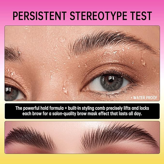 Clear Eyebrow Gel, Brow Lamination Gel for Instant Lift and Long-Lasting Hold & Built-In Styling Comb, for Fluffy Defined Brows