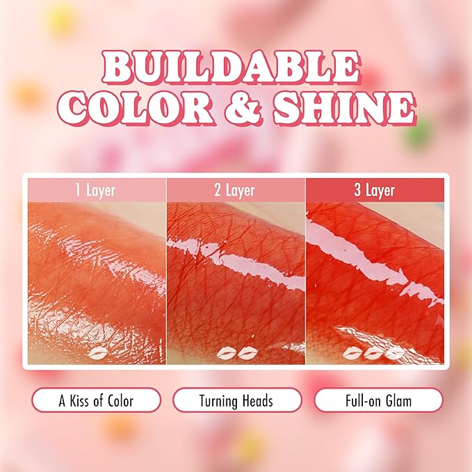 Peach C Jelly Beam Tint - Long Lasting Korean Lip Tint Stain Plumping Jelly Lip Gloss - Lightweight, Moisturizing & Buildable Lip Makeup Jelly Tint Blush with Vitamin E (To Love, 0.07 oz)