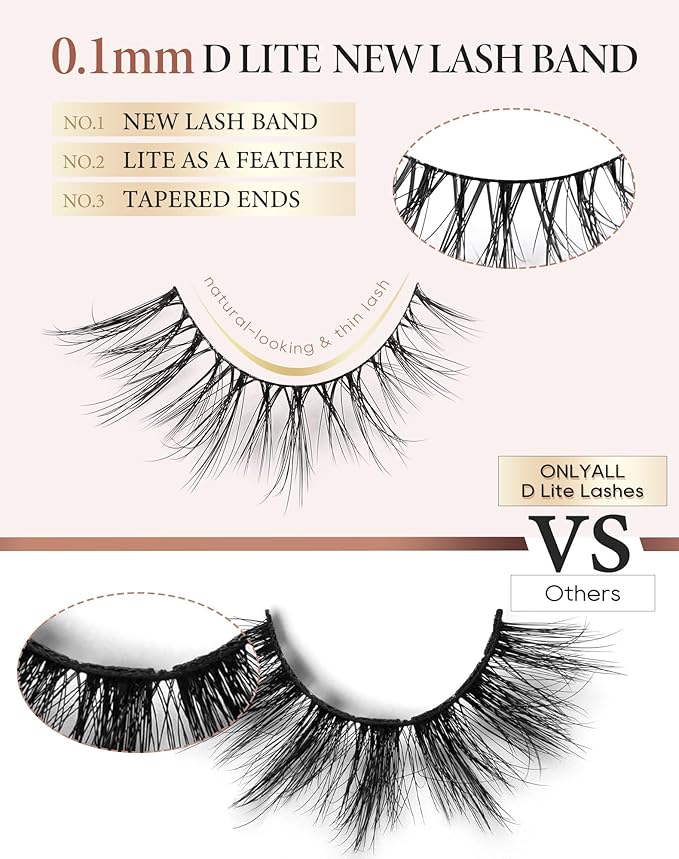 Onlyall False Eyelashes Natural Fake Eye Lashes Wispy False Lashes D97