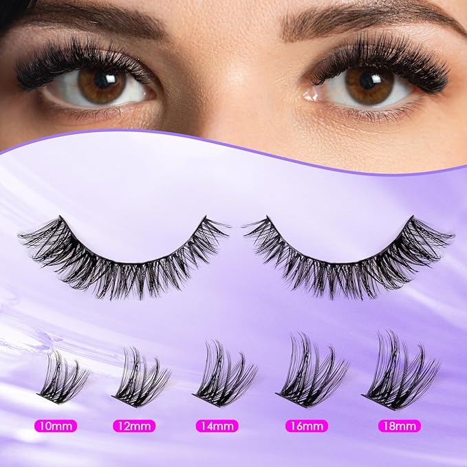 Ocean Pearl Lash Clusters Kit 168pcs,Eyelashes,spike-effect cluster lashes,10-18mm manga/anime-inspired lashes clusters,DIY Cluster Eyelash Extensions kit with lash bond+seal+remover+tweezers-M37+M30