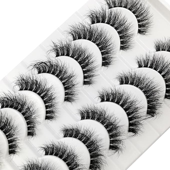 HBZGTLAD New 10 Pairs 3D Mink Lashes False Eyelashes Handmade Wispy Fluffy Long Lashes Natural Eye Makeup Tools Eye Lashes(5DY21)