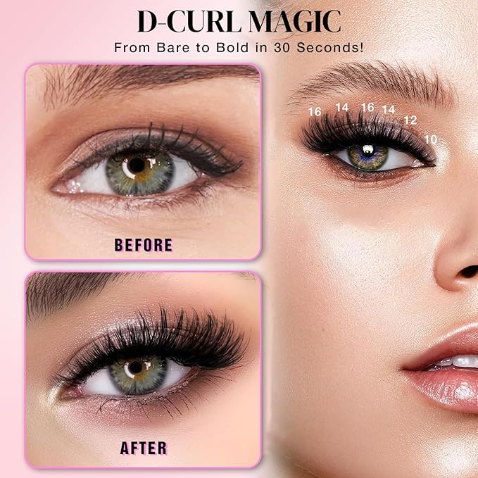 Lash Clusters Kit, DIY Cluster Eyelash Extensions 9‑16mm, 30D+40D+50D, 240pcs Fluffy D Curl Natural Lashes with Lash Bond and Seal,Tweezers–Waterproof Fake Cat Eye Wispy Individual Clusters(MIX3-1-S)