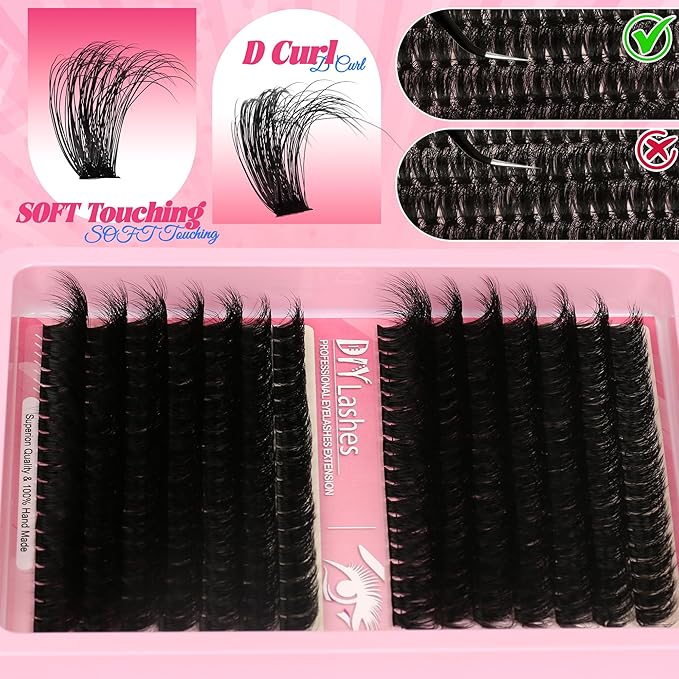 280 Pcs Lash Clusters Extensions Kit - 80D 100D 12-20mm Faux Mink Individual Eye Lash Clusters with D Curl Wispy Lashes for DIY Lash Extension at Home