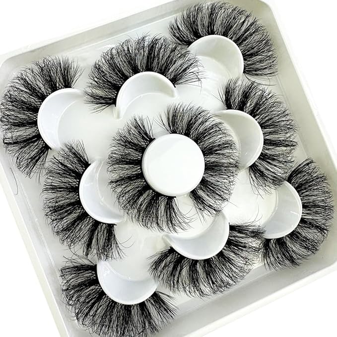 HBZGTLAD new 5 Pairs 25 mm 3d Mink Lashes Bulk Faux with Custom Natural Mink Lashes Pack Short Wholesales Natural False Eyelashes (XM556)