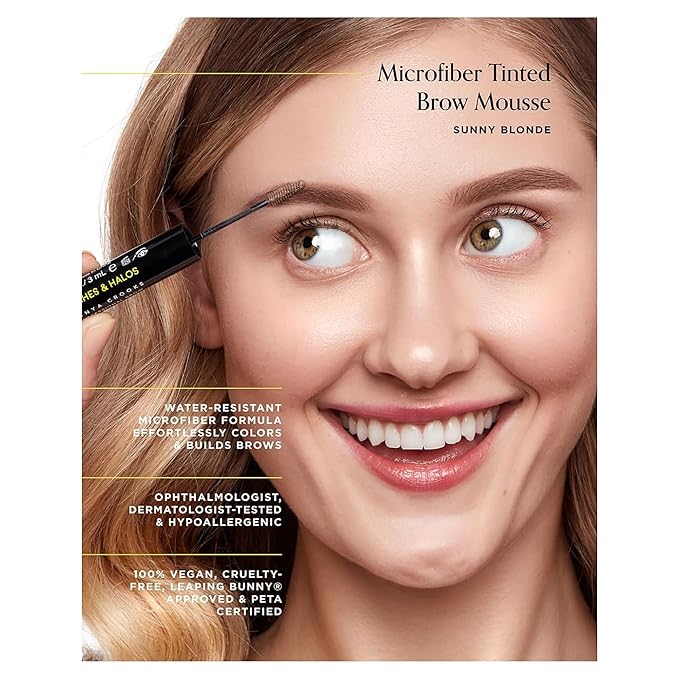 Arches and Halos Microfiber Tinted Brow Mousse - Richly Pigmented Eyebrow Shaper - Water Resistant Filler Pen - Vegan - Sunny Blonde - 0.11 oz