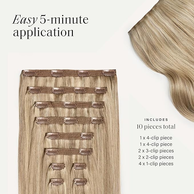 Luxy 100% Remy Human Hair, Classic 160g Clip-In Hair Extensions - 10 Wefts Multi-Dimensional Color for Natural Blending, Adds Volume & Length, Easy Apply & Remove 20" Dimensional Cream Blonde