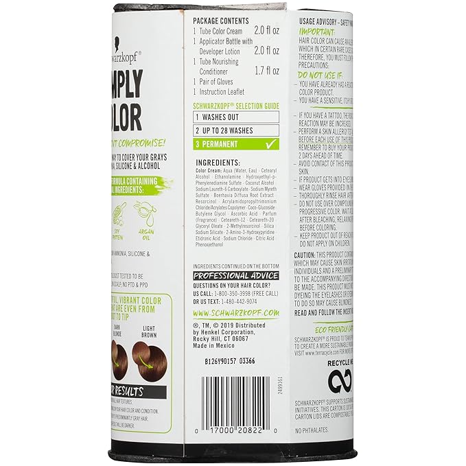 Schwarzkopf Simply Color Hair Color 5.65 Truffle Brown, 1 Application - Permanent Hair Dye for Healthy Looking Hair without Ammonia or Silicone, Dermatologist Tested, No PPD & PTD