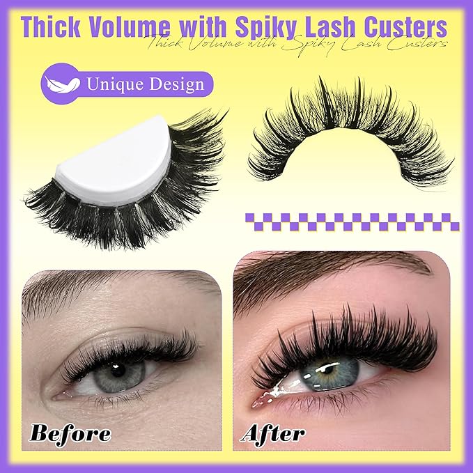ALICE Thick Lash Clusters Kit - Wispy Volume Eyelash Clusters Kit 228pcs 80D Spiky Russian D-Curly Anime Eyelash Extension Kit - Individual Lashes Kit with Lash Glue for DIY at Home
