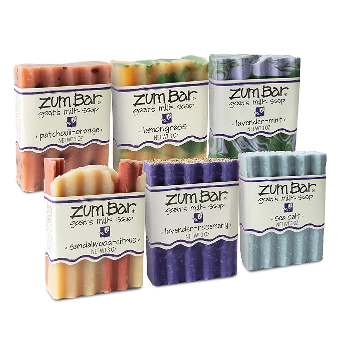 Zum Indigo Wild Goat's Milk Soap Bar - Bar Soap for Hands & Body Made with Essential Oils - 3 oz - Fresh Blends (6 Pack)