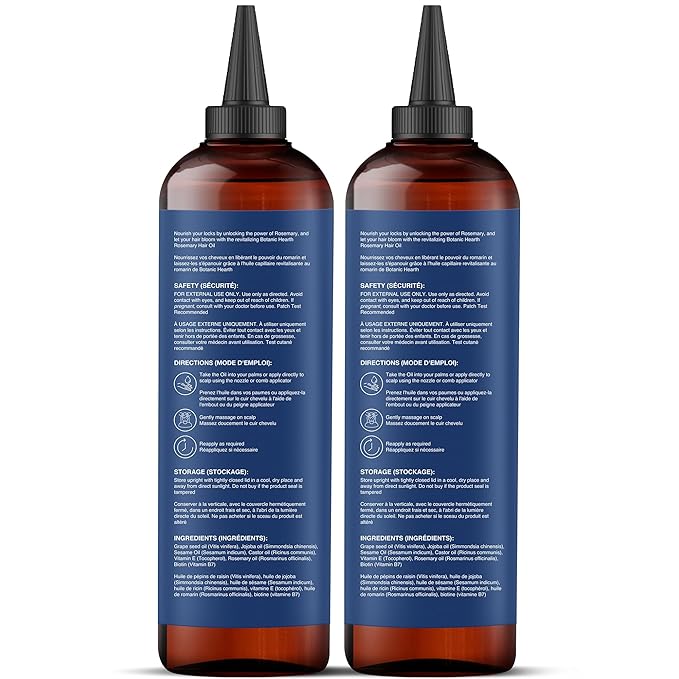 Botanic Hearth 100% Pure Rosemary Oil For Hair Growth | Infused with Biotin, Jojoba & Castor Oil | Hair Oil Repairs Dry Damaged Hair, Strengthening, Healthier - Hair Tonic, 6.7 fl oz - Pack of 2