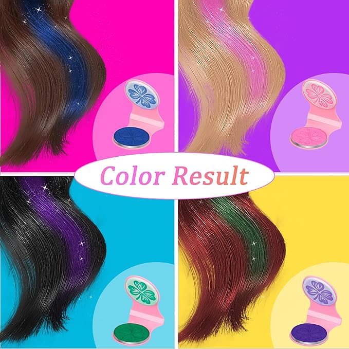 Hair Chalk for Girls 12 Color Temporary Hair Color Dye Shimmer Glitter Hair Color Makeup Washable Hair Dye Christmas Birthday Gift for Girls Age 4 5 6 7 8 9 10-12 Year Old