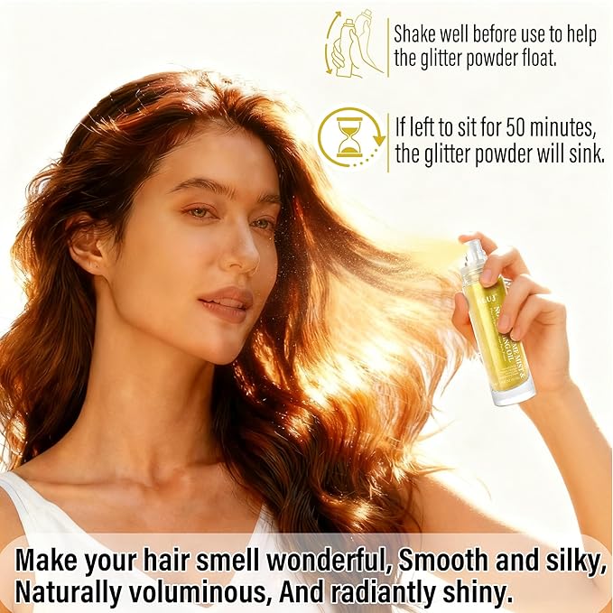 SLUJ Hair Perfume for Women - Hair Mist with Argan Oil & Gold Shimmer, Lightweight Hair Oil Spray for Dry Hair, Heat Protection Spray for Hair, Long Lasting Hair Scent