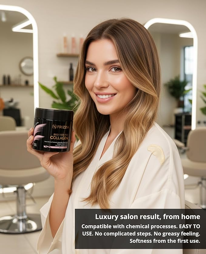 ULTRA Collagen Hair Mask, EASY to use. With argan oil and maca. Hydration and shine, anti-frizz treatment for dry and damaged hair, professional smoothness, 500 ml