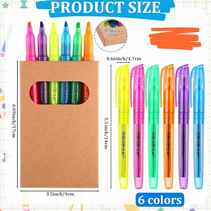 Maitys 180 Pcs Bulk Highlighters for Classroom with 30 Boxes Mini No Bleed Pack of Skinny Bible Highlighter Church Christian Gifts Bulk Fluorescent Pen Operation Christmas Items(Colorful)