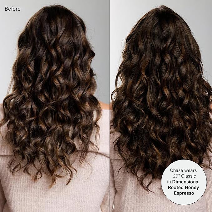 Luxy 100% Remy Human Hair, Classic 160g Clip-In Hair Extensions - 10 Wefts Multi-Dimensional Color for Natural Blending, Adds Volume & Length, Easy Apply & Remove 20" Dimensional Rooted Honey Espresso