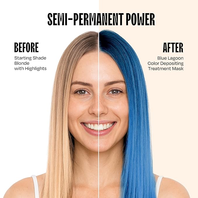 Overtone Semi Permanent Hair Color Conditioner, Blue Lagoon, 8 oz, Nourishing, Damage-Free, Color Depositing Mask for All Hair Types with Shea Butter & Coconut Oil, Vegan & Cruelty-Free