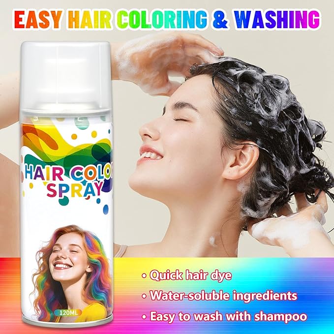 Black Temporary Hair Color Spray - Washable & Natural One-Time Use Hair Wax for Women & Kids & Adults - Strong Hold for Halloween, Cosplay, Party, Washes Out Easily