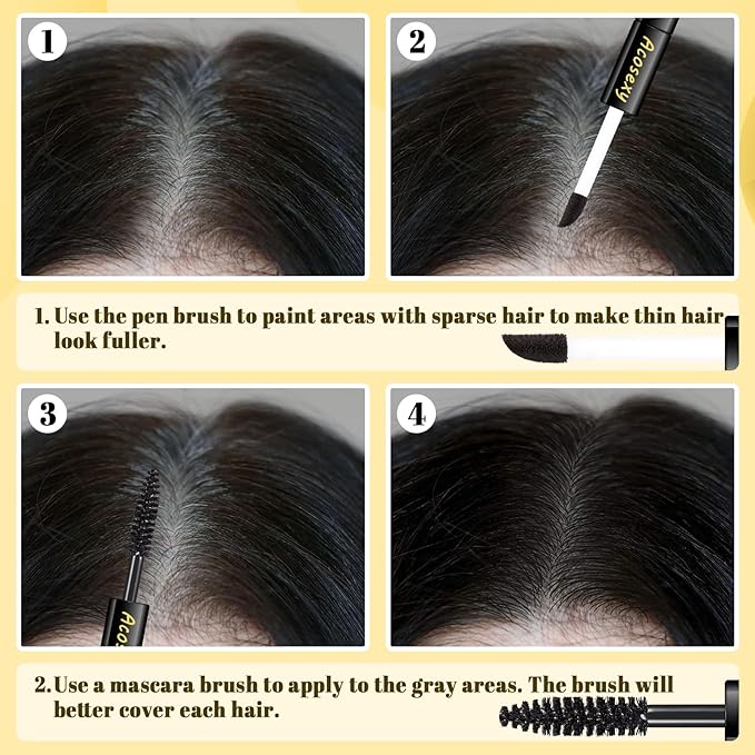 New Cover Touch Up Gray Brush-in Wand,Quick Cover Root Touch Up Rescue, Mascara Natural Water-Resistant Temporary Gray Concealer Cover Up Brush for Hair Mustache & Beard (Dark Brown, 1 Pack)