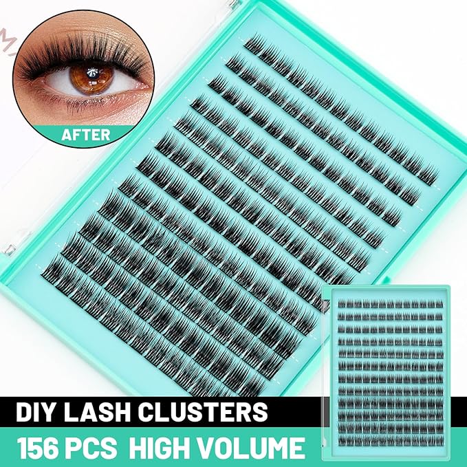 Bodermincer Lash Clusters D Curl Black/Brown/Colored Lashes 10-12-14/12-14-16/16-18-20mm Mixed Lash Clusters Kit For Beginner (Y11-C Curl-Black-8-10-12mm)