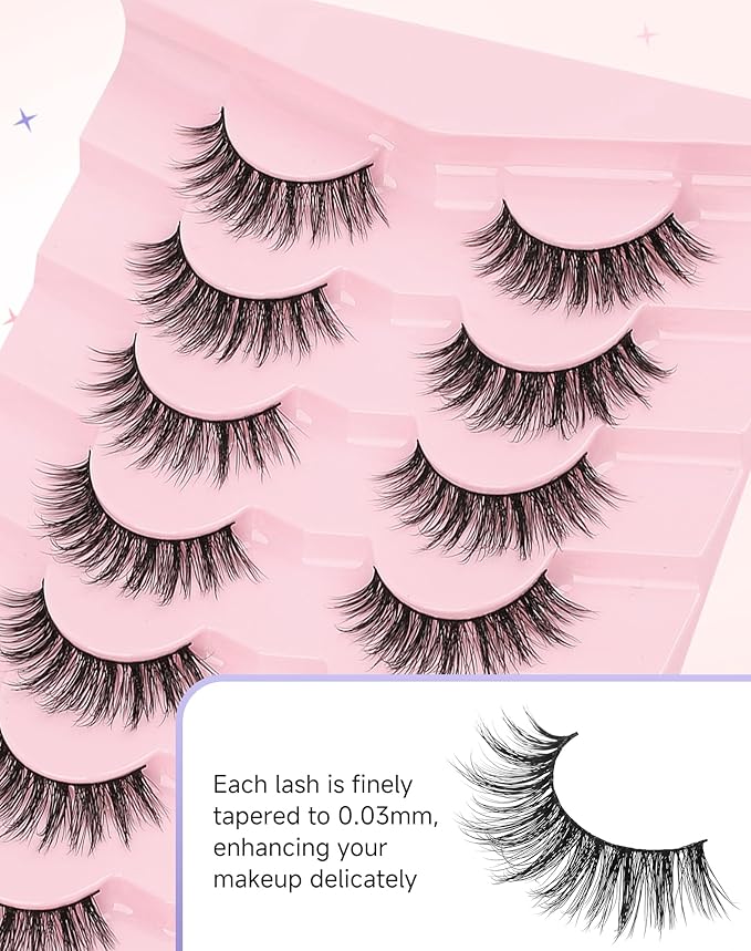 Natural Lashes Natural Eyelashes Natural Look Wispy Lashes Mink Lashes False Eyelashes Fake Eyelashes C Curl Lashes Strip Lashes Pure-06