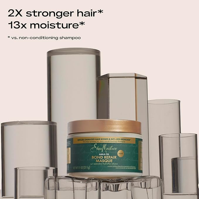 SheaMoisture Bond Repair Shampoo, Conditioner, Leave-In, & Masque 4 Pk Alma Oil to Strengthen Hair with Restorative HydroPlex Infusion