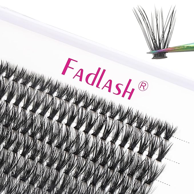 FADLASH Lash Clusters Extensions Individual Lashes Natural Soft 120pcs 40D D Cur Natural Long Black Faux Mink Volume Lash Extensions Reusable Artificial Eyelashes (40D-0.07-D, 14mm)