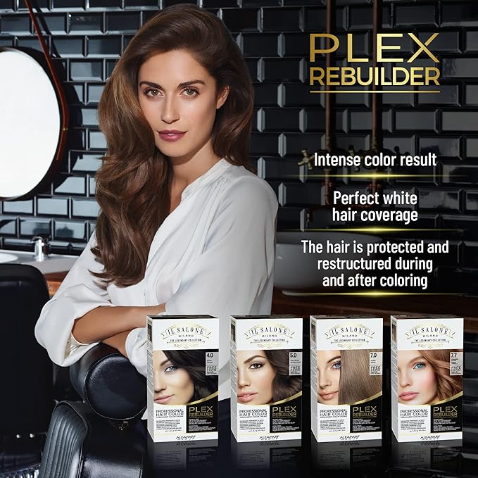 Il Salone Milano Plex Rebuilder Permanent Hair Color Cream - 3.0 Dark Brown Professional Hair Dye Kit for a Natural Gloss & Glaze - Paraffin, Paraben, and Alcohol Free (Pack of 2)