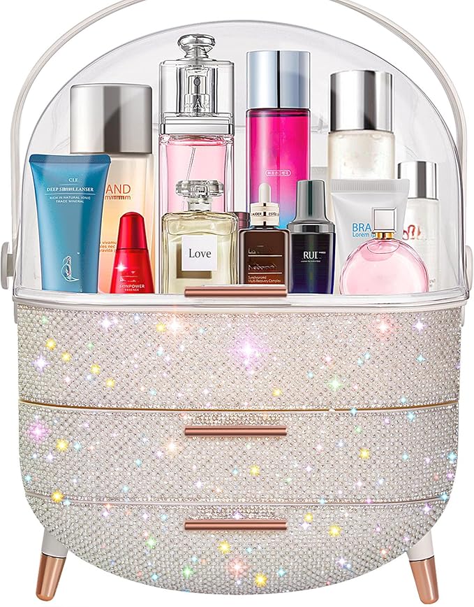 Teen Girls Gift Makeup Organizer,Skincare Organizer Jewelry Storage,Cosmetics Storage and Display Case,Make Up Holders and Organizers for Countertop,Bathroom Organizer (Pearl White)