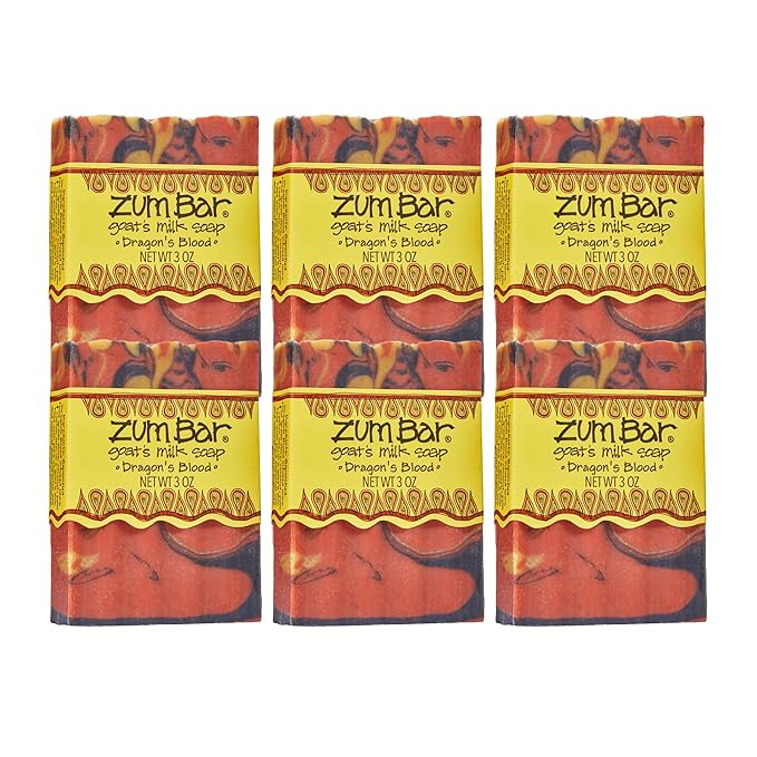 Zum Indigo Wild Goat's Milk Soap Bar - Bar Soap for Hands & Body Made with Essential Oils - 3 oz - Dragon's Blood (6 Pack)