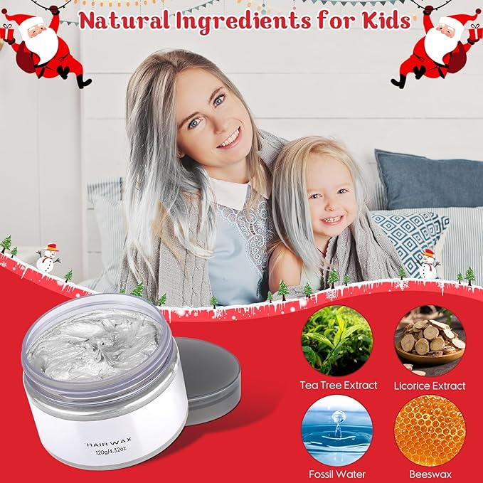 White Temporary Hair Color Wax, Washable Hair Styling Clay for Crazy Hair, Cosplay Party, and Makeup Gifts (4.23 Ounces) for Kids, Men, and Women