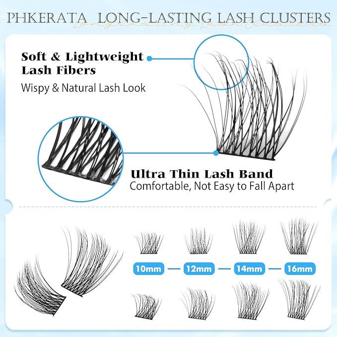Natural Lash Clusters Eyelash Extensions Wispy Individual Lashes 120 pcs Eyelash Clusters 10-16 mm Mix Length DIY C Curvature Lashes Clusters, Soft and Lightweight