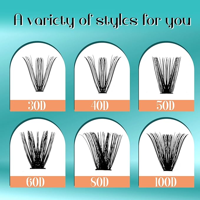 GEMERRY Lash Clusters 280pcs 40D DIY Eyelash Extension D Curl Individual Lash Cluster Natural Eyelash Extension Mixed Tray Reusable Handmade Home Application (40D-0.07D-10-18MIX)