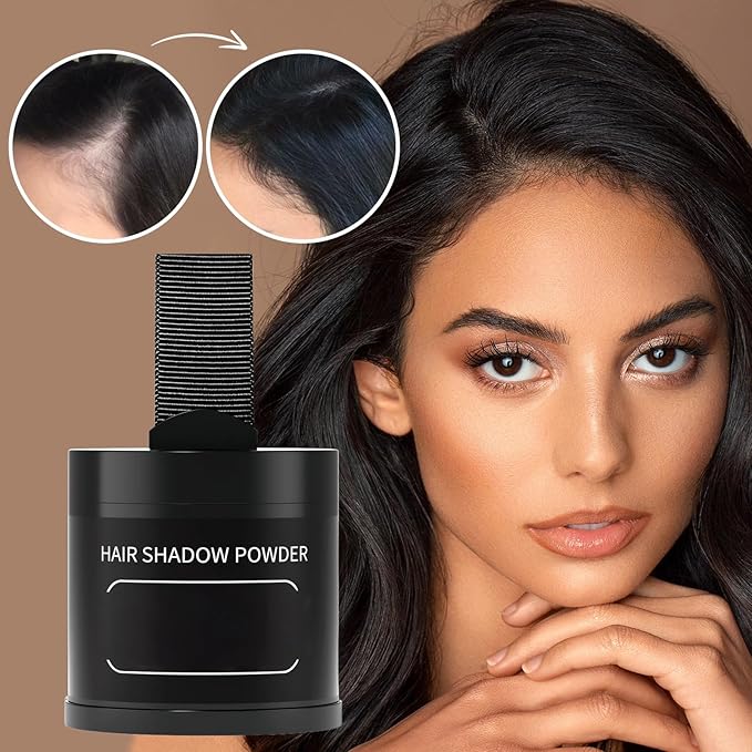 Gowwim Root Touch up Powder, Instantly Gray Hair Cover up Hairline Powder for Women & Men Waterproof and Sweatproof Root Cover Up Long-Lasting for Thinning & Loss Hair (Black, 10g)