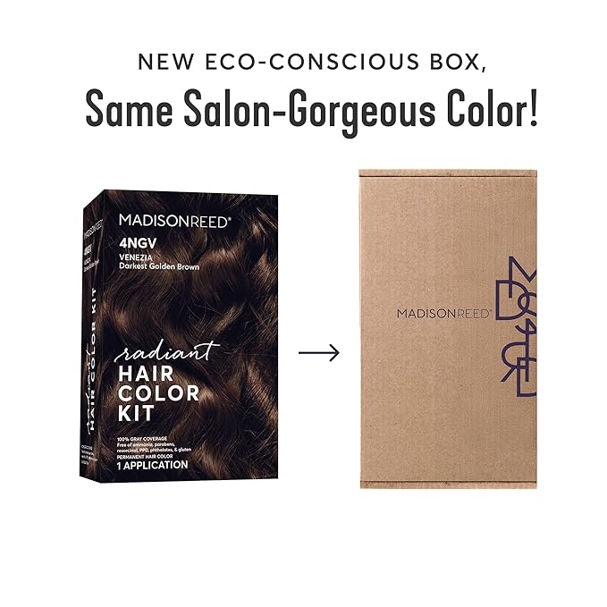 Madison Reed Radiant Hair Color Kit | 4NGV Darkest Golden Brown with Warm Tones (Venezia Brown) for 100% Gray Hair Coverage | Dimensional Permanent Hair Dye | PPD-Free & Ammonia-Free | 2 Pack