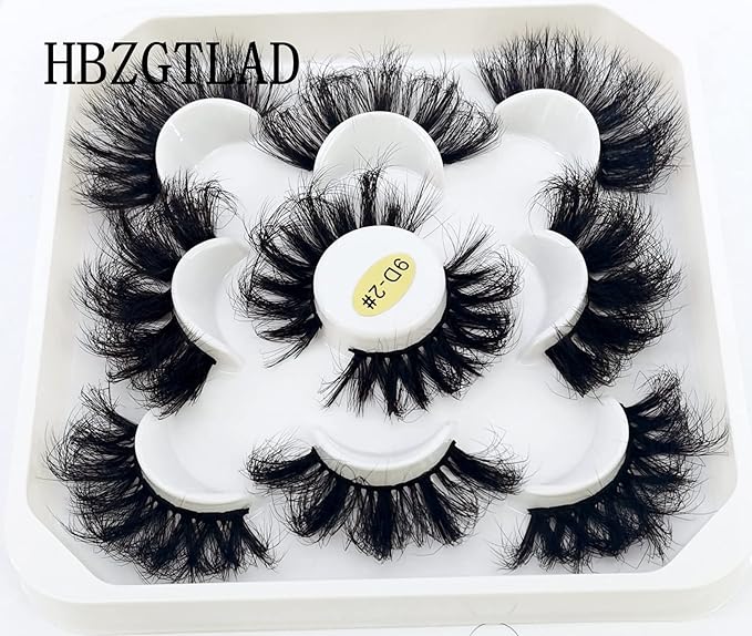 HBZGTLAD new 5 Pairs 25 mm 3d Mink Lashes Bulk Faux with Custom Natural Mink Lashes Pack Short Wholesales Natural False Eyelashes (9D-02#)