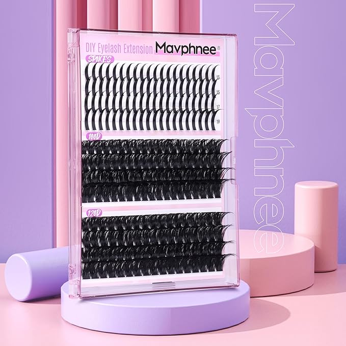 Spikes Lash Extensions Russian Lash Clusters Spiky Individual Eyelashes 100D 120D Volume Cluster Eyelash Extensions 224 Pcs D-Curly Cluster Lashes Hybrid Eyelash Cluster by Mavphnee (12-19MM)